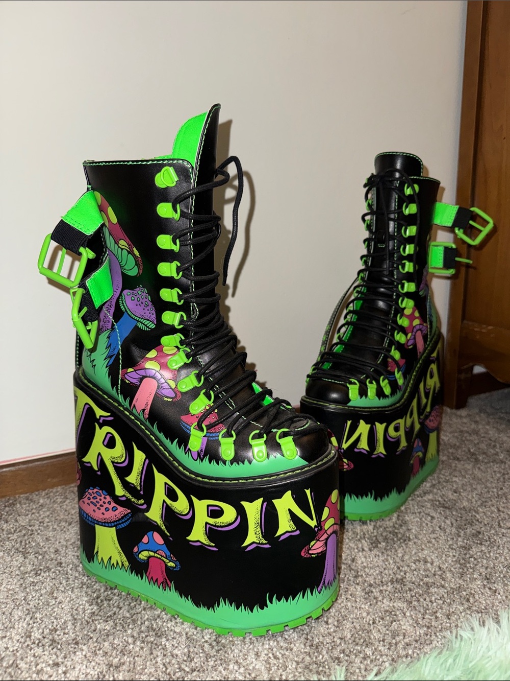 Mushroom Traitor Platform Lace-Up Boots